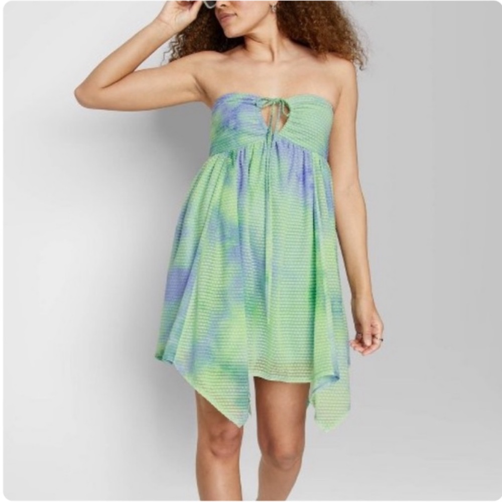 Women’s Sleeveless Tie Dye Babydoll Mini Dress L M S XS Wild Fable NWT